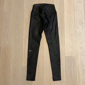 ALO Airbrush High Waist Black Performance Leather Leggings